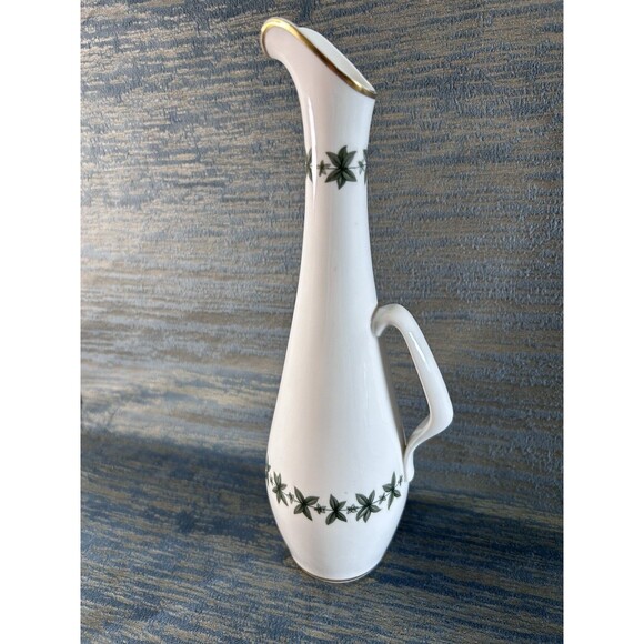VTG Spode Provence Y7843  White Bone China Oil Bottle Pourer Green Gold Accent - Picture 2 of 6